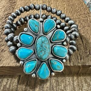Handmade Turquoise Stretch Bracelet for Women, Native American Beaded Bracelet,